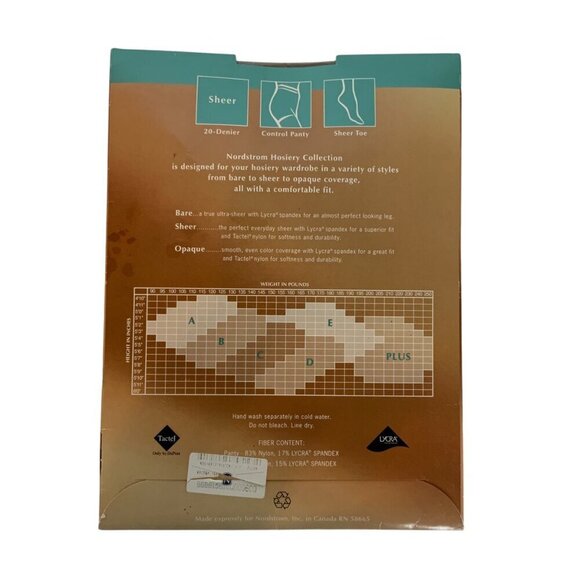 Nordstrom Sheer Control Top Pantyhose Size D XL Grey Spandex Nylon - Picture 2 of 3